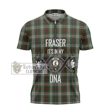 Fraser Hunting Dress Tartan Zipper Polo Shirt with Family Crest DNA In Me Style