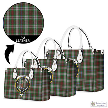 Fraser Hunting Dress Tartan Luxury Leather Handbags with Family Crest