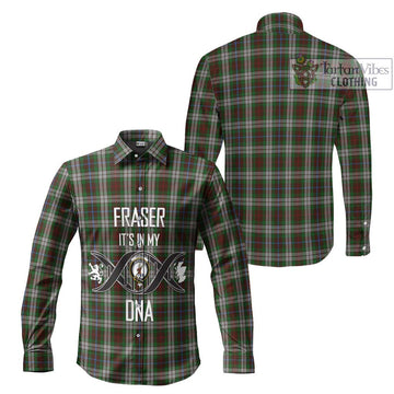 Fraser Hunting Dress Tartan Long Sleeve Button Shirt with Family Crest DNA In Me Style