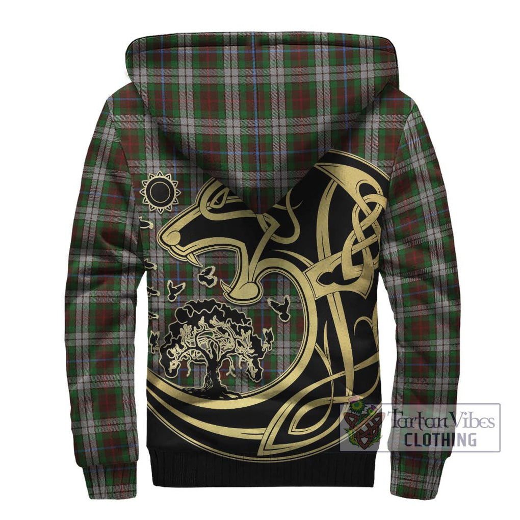 Fraser Hunting Dress Tartan Sherpa Hoodie with Family Crest Celtic Wolf Style - Tartan Vibes Clothing