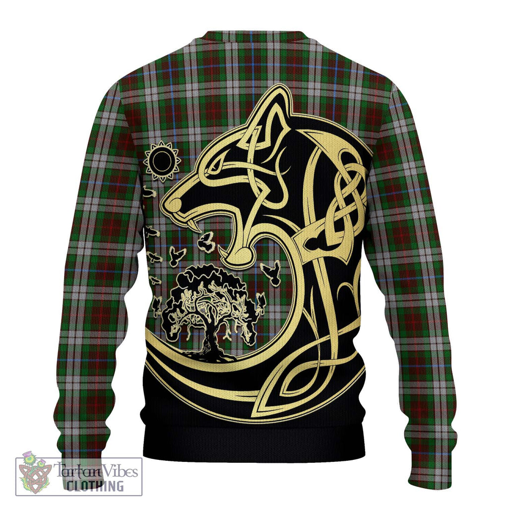 Fraser Hunting Dress Tartan Knitted Sweater with Family Crest Celtic Wolf Style - Tartan Vibes Clothing