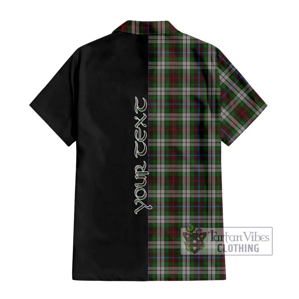 Fraser Hunting Dress Tartan Short Sleeve Button Shirt with Family Crest and Half Of Me Style - Tartanvibesclothing Shop