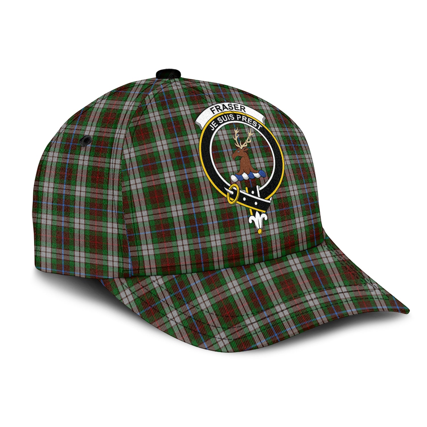 Fraser Hunting Dress Tartan Classic Cap with Family Crest - Tartan Vibes Clothing