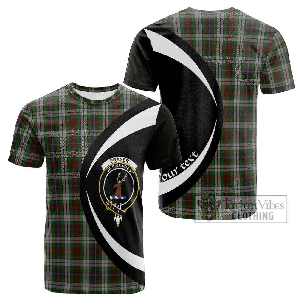 Tartan Vibes Clothing Fraser Hunting Dress Tartan Cotton T-shirt with Family Crest Circle Style