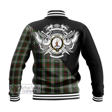 Fraser Hunting Dress Tartan Baseball Jacket with Family Crest and Military Logo Style