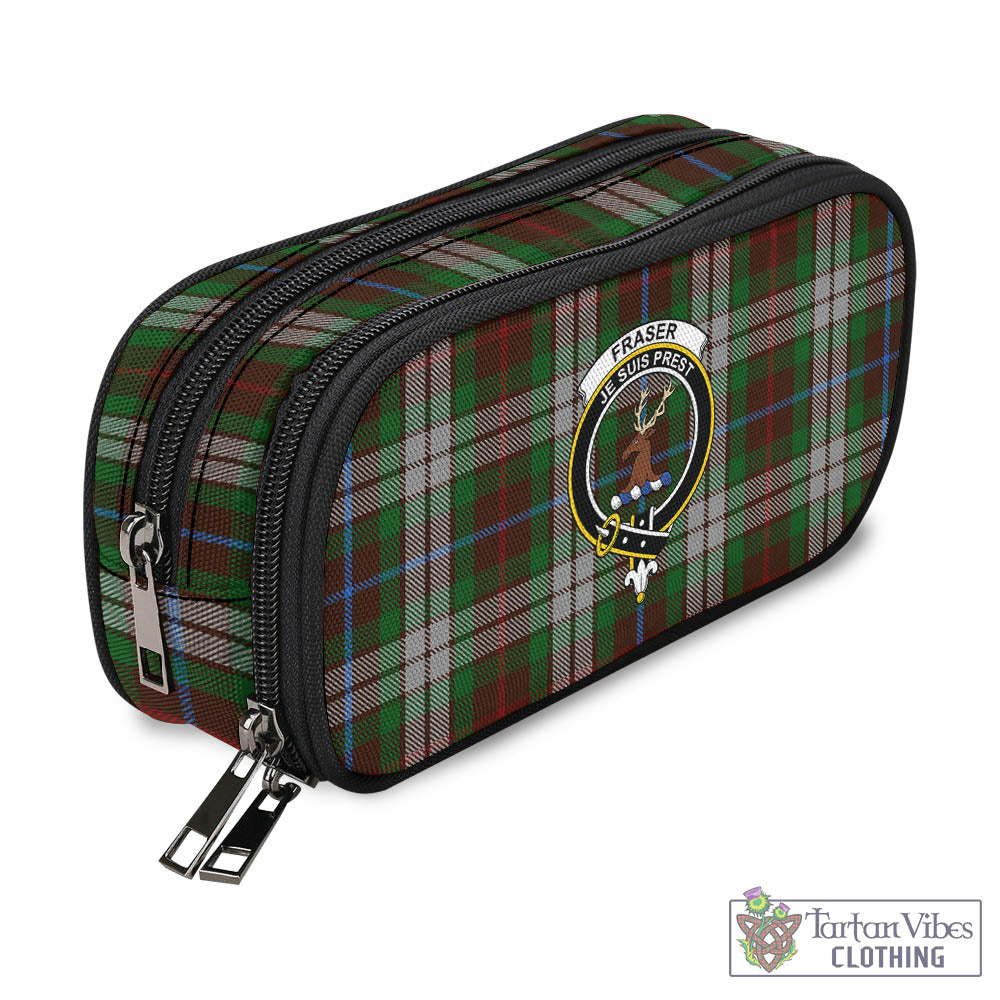 Tartan Vibes Clothing Fraser Hunting Dress Tartan Pen and Pencil Case with Family Crest