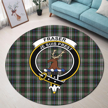 Fraser Hunting Dress Tartan Round Rug with Family Crest