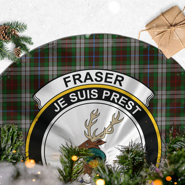 Fraser Hunting Dress Tartan Christmas Tree Skirt with Family Crest