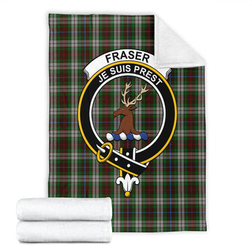 Fraser Hunting Dress Tartan Blanket with Family Crest