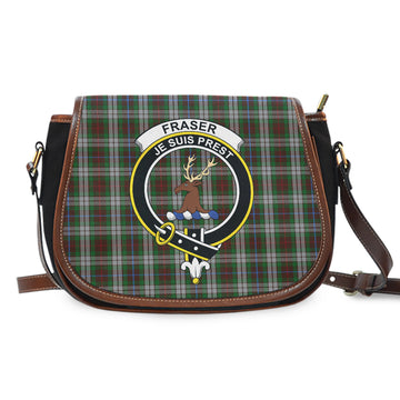 Fraser Hunting Dress Tartan Saddle Bag with Family Crest