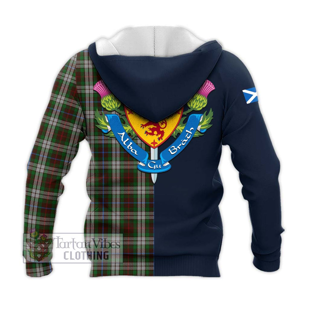 Tartan Vibes Clothing Fraser Hunting Dress Tartan Knitted Hoodie with Scottish Lion Royal Arm Half Style