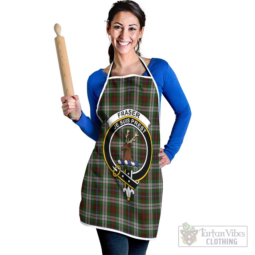 Fraser Hunting Dress Tartan Apron with Family Crest White - Tartan Vibes Clothing