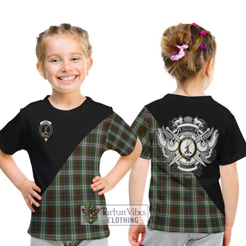 Fraser Hunting Dress Tartan Kid T-Shirt with Family Crest and Military Logo Style