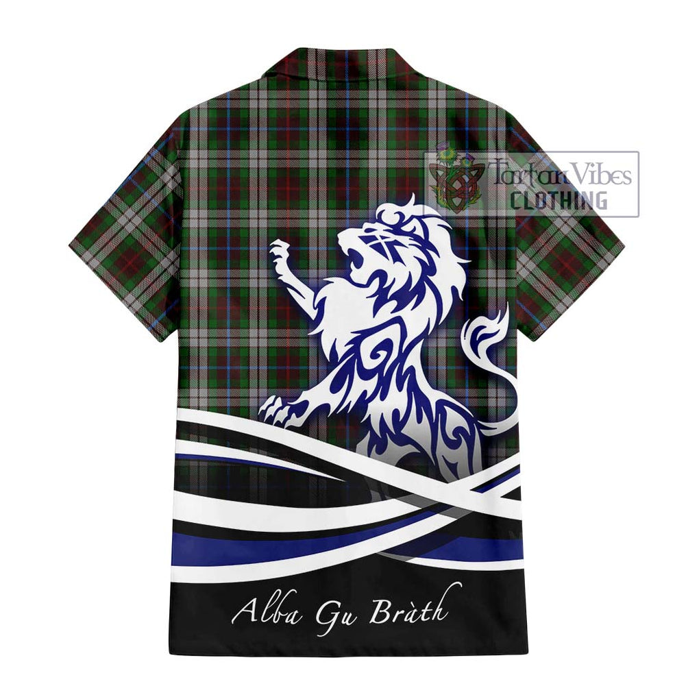 Fraser Hunting Dress Tartan Short Sleeve Button Shirt with Alba Gu Brath Regal Lion Emblem - Tartanvibesclothing Shop