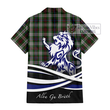 Fraser Hunting Dress Tartan Short Sleeve Button Shirt with Alba Gu Brath Regal Lion Emblem