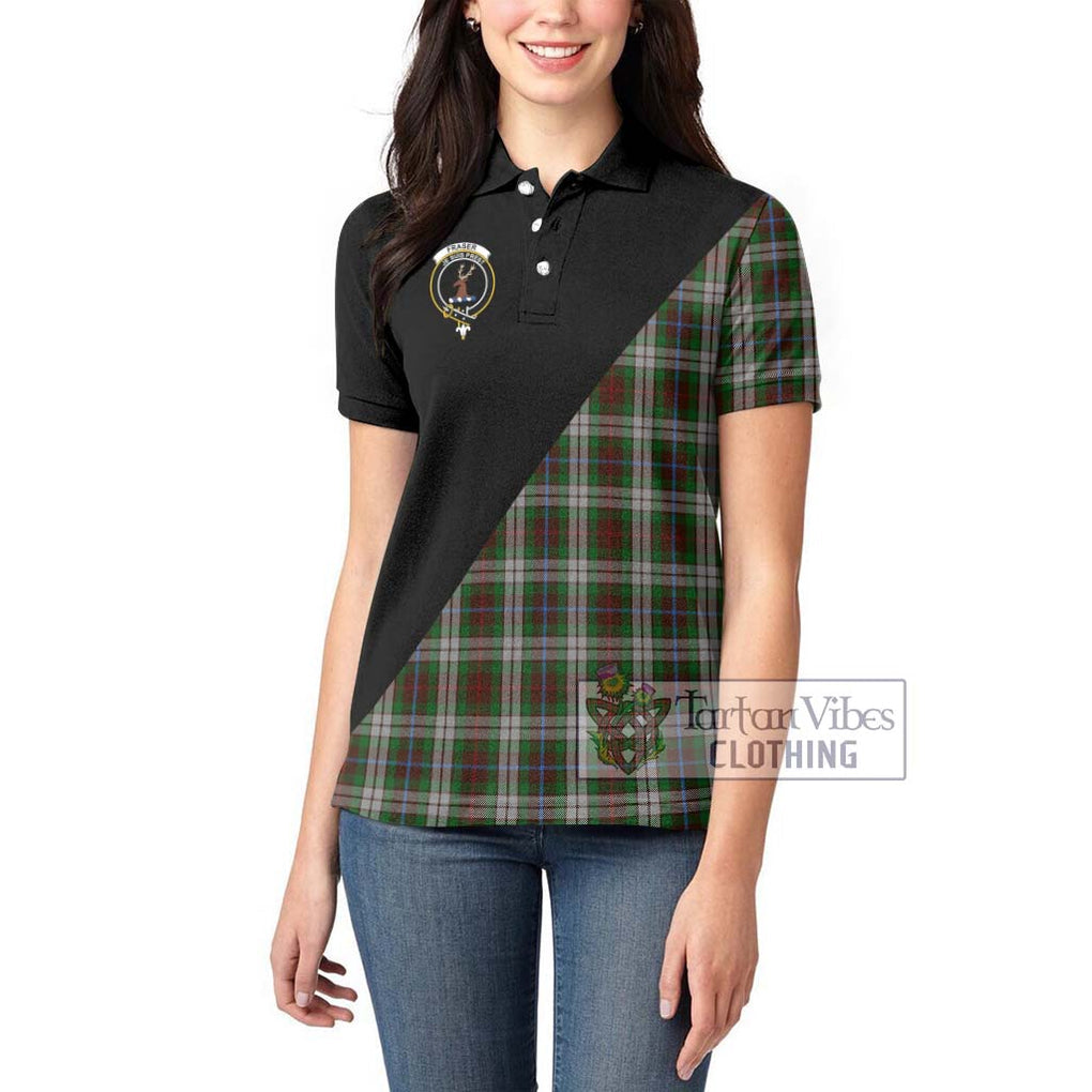 Fraser Hunting Dress Tartan Women's Polo Shirt with Family Crest and Military Logo Style - Tartanvibesclothing Shop