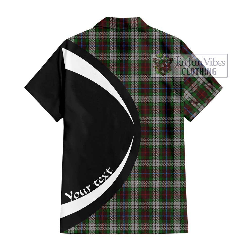 Fraser Hunting Dress Tartan Short Sleeve Button Up with Family Crest Circle Style - Tartan Vibes Clothing