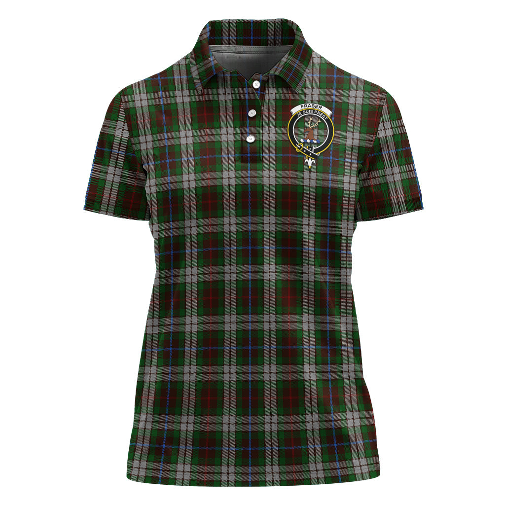 Fraser Hunting Dress Tartan Polo Shirt with Family Crest For Women - Tartan Vibes Clothing