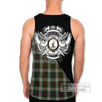 Fraser Hunting Dress Tartan Men's Tank Top with Family Crest and Military Logo Style