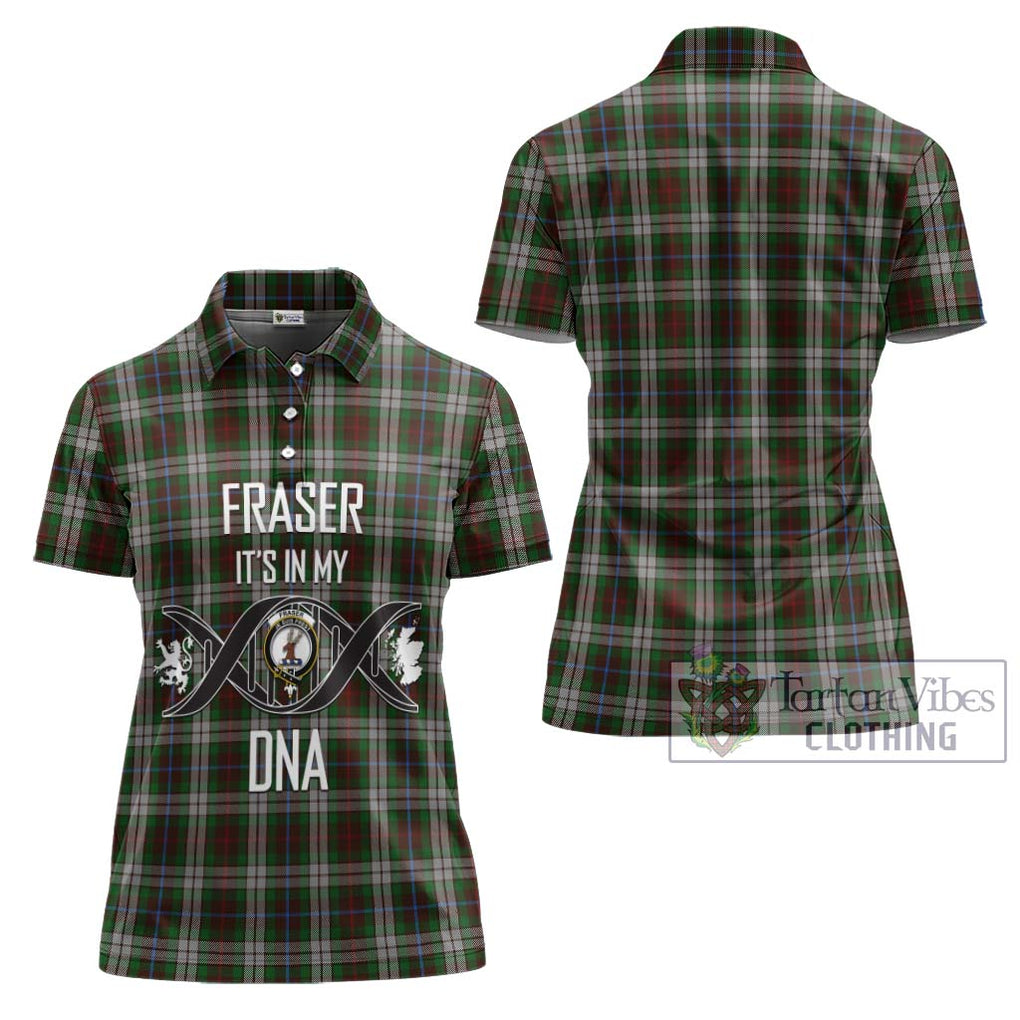 Fraser Hunting Dress Tartan Women's Polo Shirt with Family Crest DNA In Me Style - Tartanvibesclothing Shop