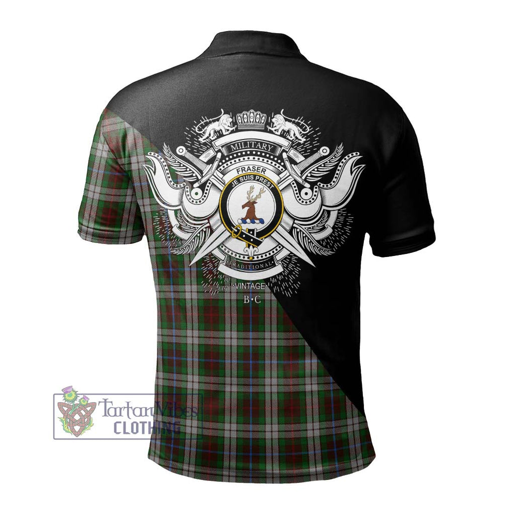 Fraser Hunting Dress Tartan Polo Shirt with Family Crest and Military Logo Style - Tartanvibesclothing Shop