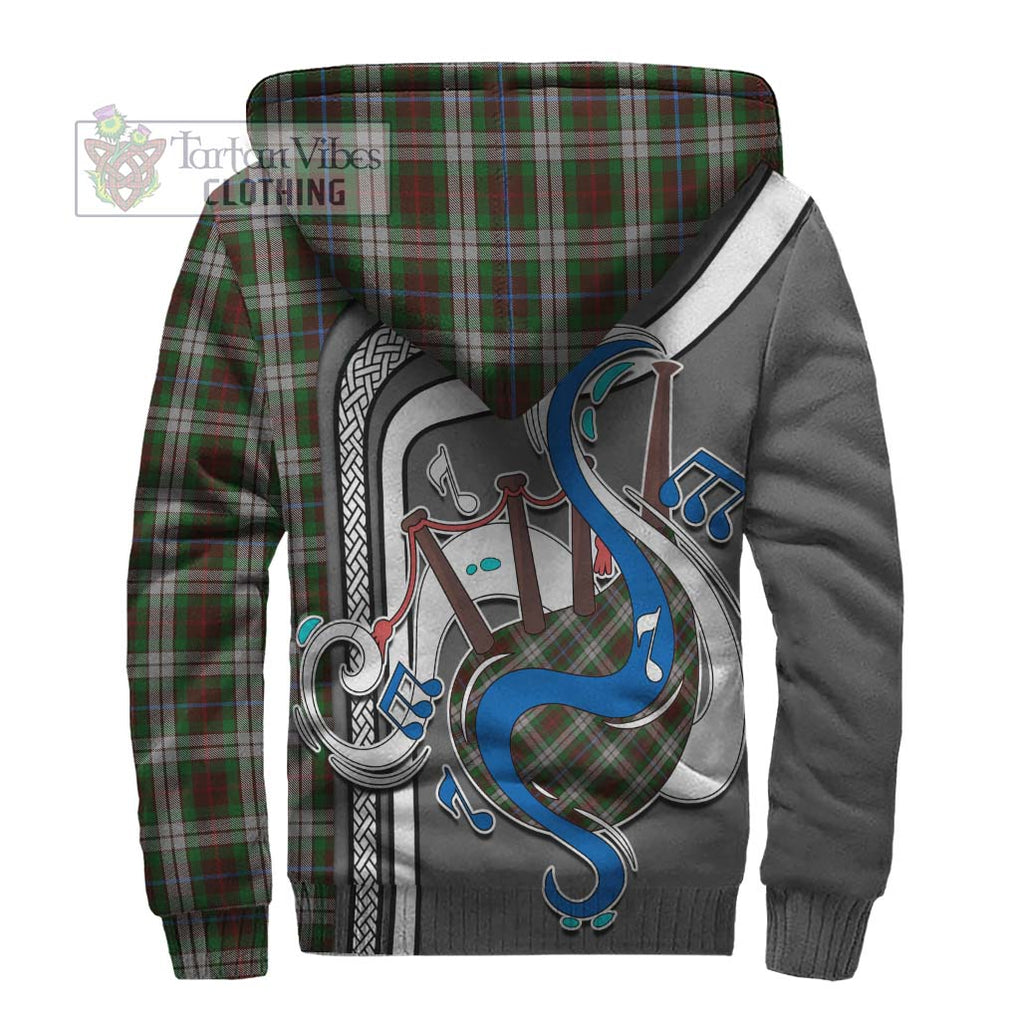 Fraser Hunting Dress Tartan Sherpa Hoodie with Epic Bagpipe Style - Tartanvibesclothing Shop