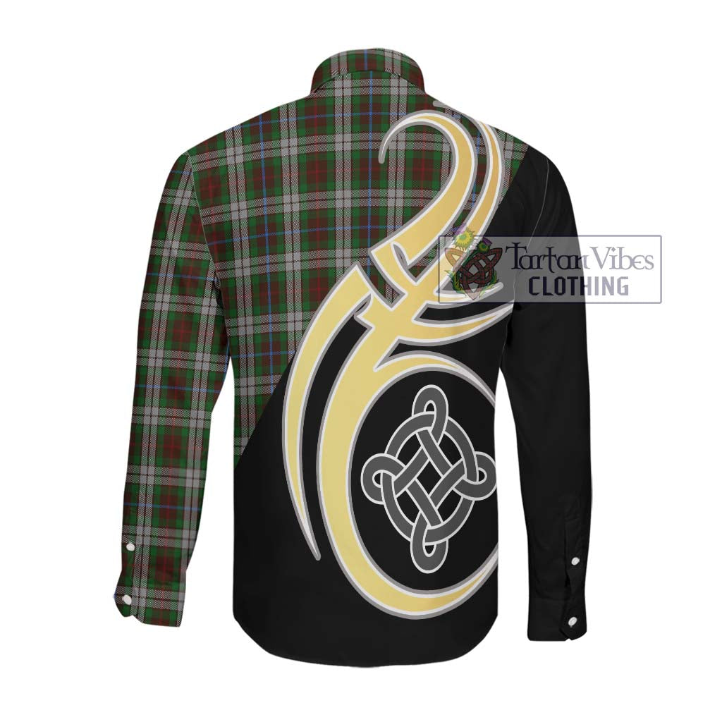 Fraser Hunting Dress Tartan Long Sleeve Button Shirt with Family Crest and Celtic Symbol Style Men's Shirt - Tartan Vibes Clothing