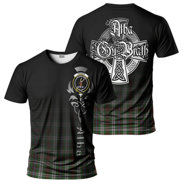 Fraser Hunting Dress Tartan T-Shirt Featuring Alba Gu Brath Family Crest Celtic Inspired