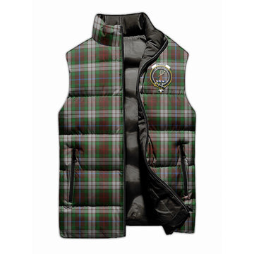 Fraser Hunting Dress Tartan Sleeveless Puffer Jacket with Family Crest