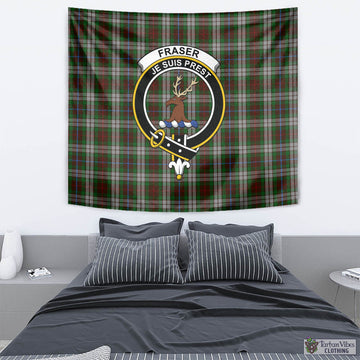 Fraser Hunting Dress Tartan Tapestry Wall Hanging and Home Decor for Room with Family Crest