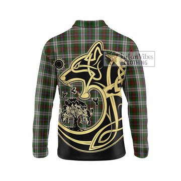 Fraser Hunting Dress Tartan Long Sleeve Polo Shirt with Family Crest Celtic Wolf Style