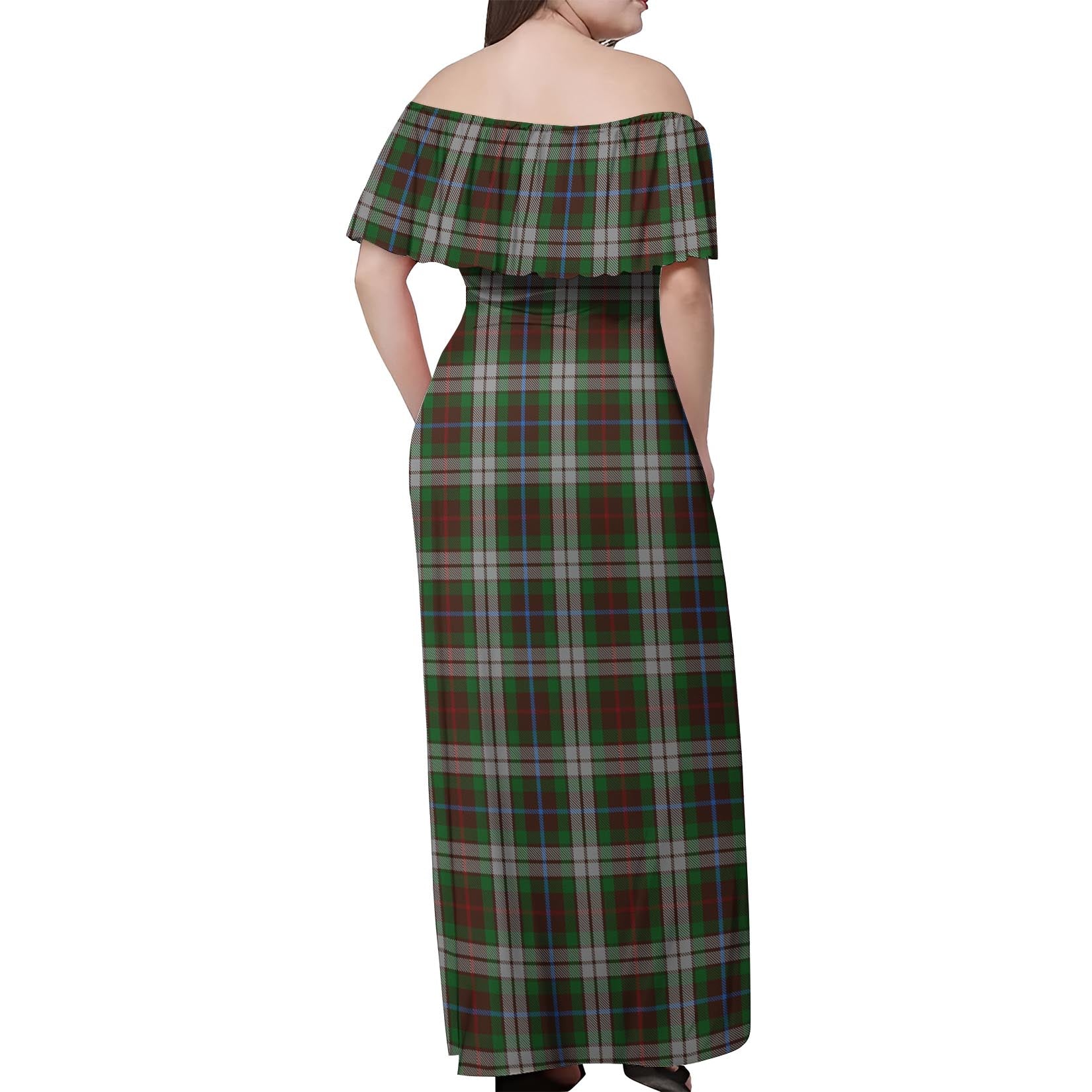 Fraser Hunting Dress Tartan Off Shoulder Long Dress - Tartanvibesclothing