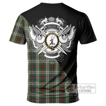 Fraser Hunting Dress Tartan T-Shirt with Family Crest and Military Logo Style