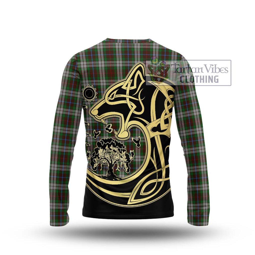 Fraser Hunting Dress Tartan Long Sleeve T-Shirt with Family Crest Celtic Wolf Style - Tartan Vibes Clothing