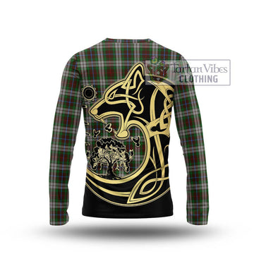 Fraser Hunting Dress Tartan Long Sleeve T-Shirt with Family Crest Celtic Wolf Style