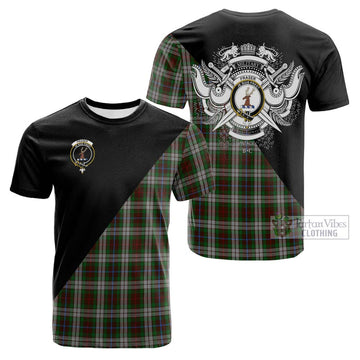 Fraser Hunting Dress Tartan Cotton T-shirt with Family Crest and Military Logo Style