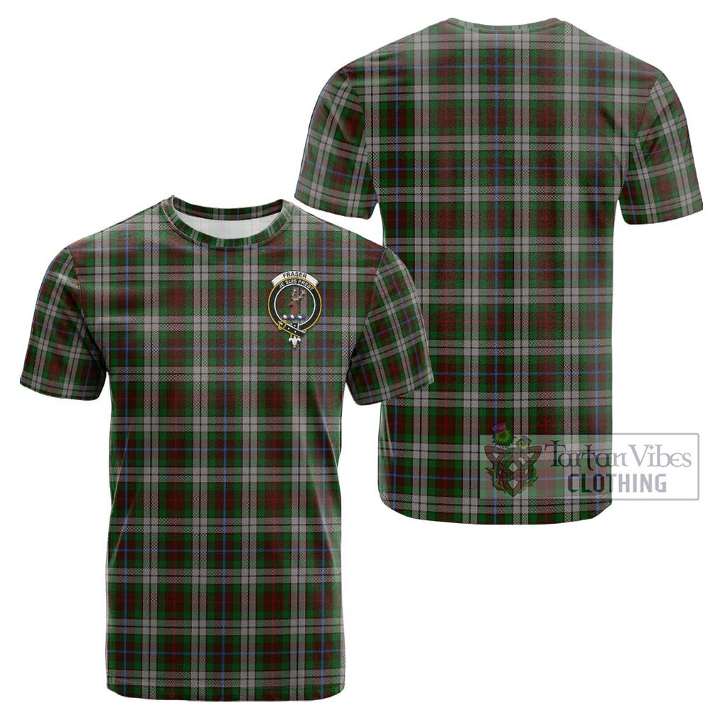 Fraser Hunting Dress Tartan Cotton T-Shirt with Family Crest Kid's Shirt - Tartanvibesclothing Shop