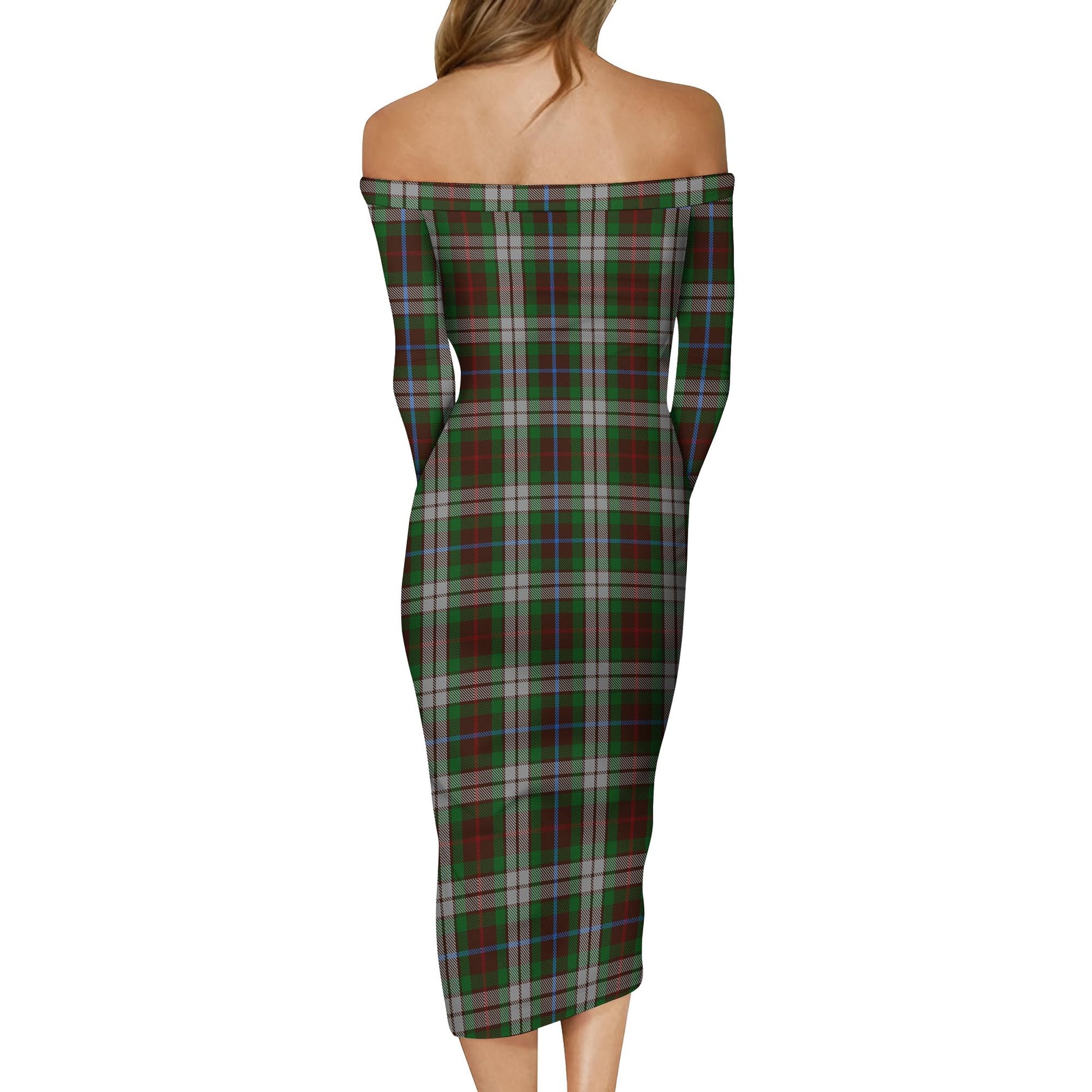 Fraser Hunting Dress Tartan Off Shoulder Lady Dress - Tartanvibesclothing