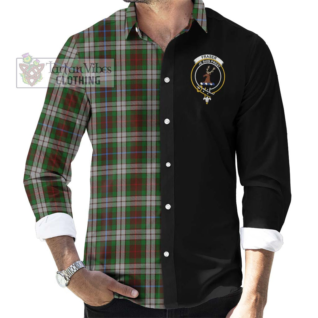 Fraser Hunting Dress Tartan Long Sleeve Button Shirt with Family Crest and Half Of Me Style - Tartanvibesclothing Shop