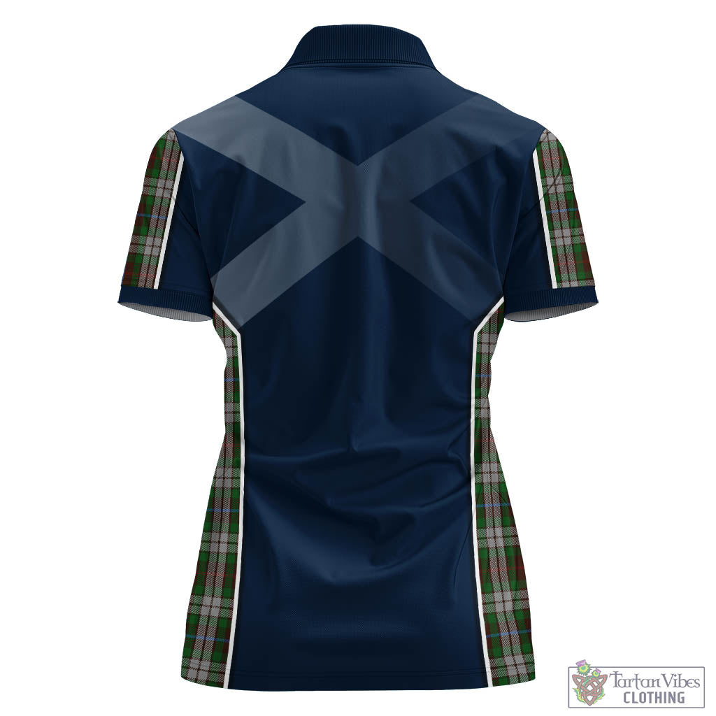 Tartan Vibes Clothing Fraser Hunting Dress Tartan Women's Polo Shirt with Family Crest and Scottish Thistle Vibes Sport Style