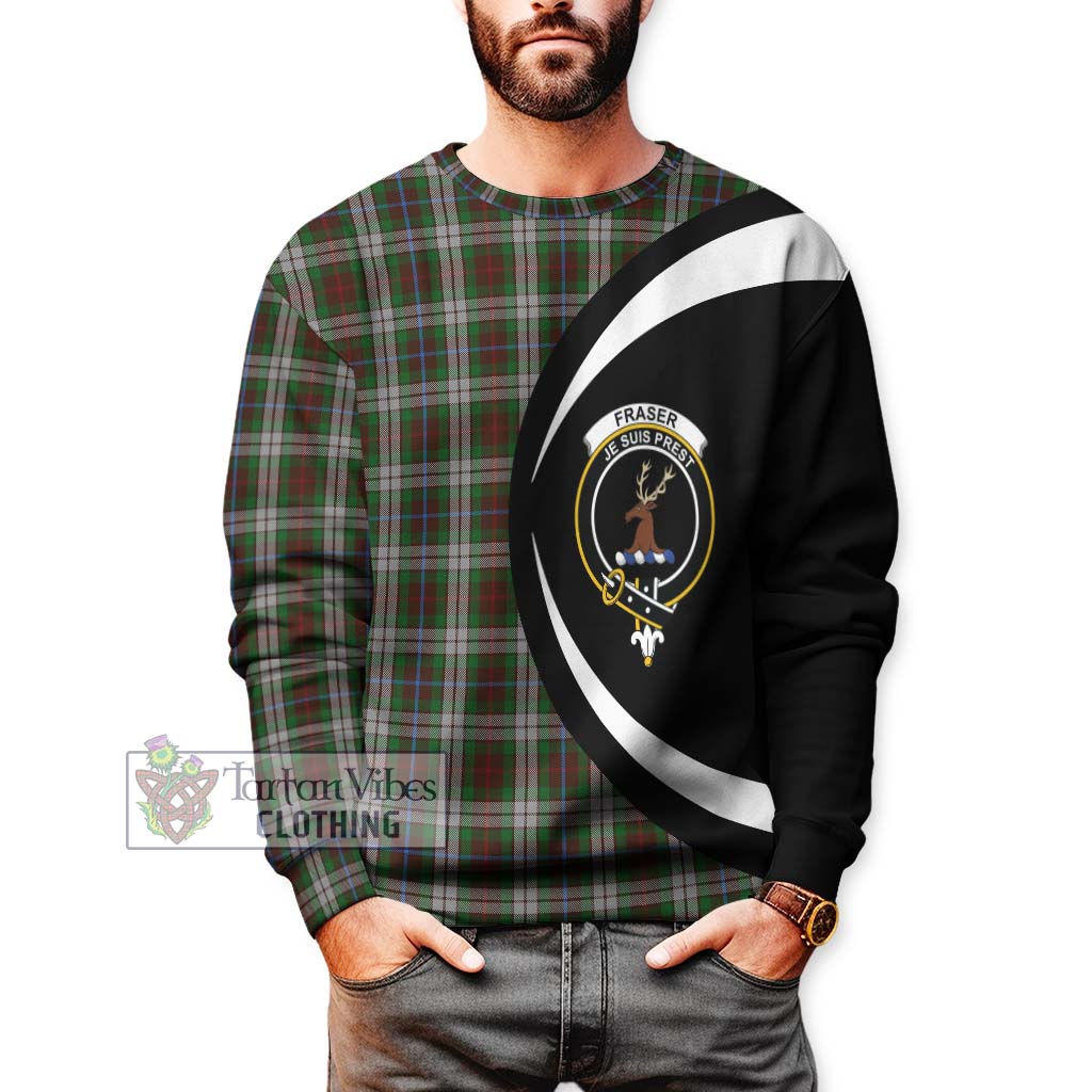 Fraser Hunting Dress Tartan Sweatshirt with Family Crest Circle Style - Tartan Vibes Clothing