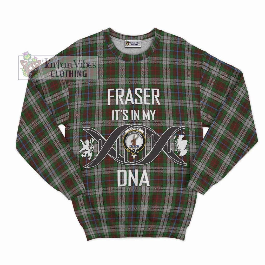 Fraser Hunting Dress Tartan Sweatshirt with Family Crest DNA In Me Style - Tartanvibesclothing Shop