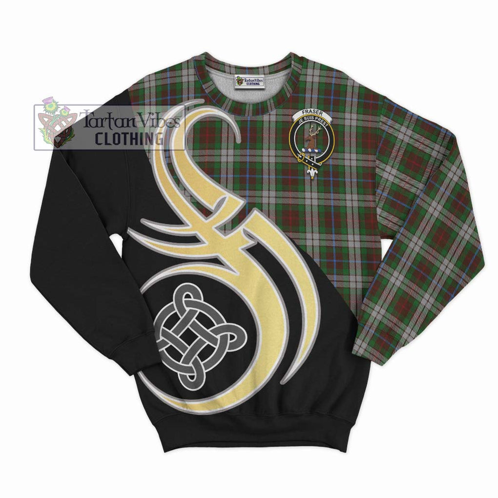 Fraser Hunting Dress Tartan Sweatshirt with Family Crest and Celtic Symbol Style - Tartan Vibes Clothing