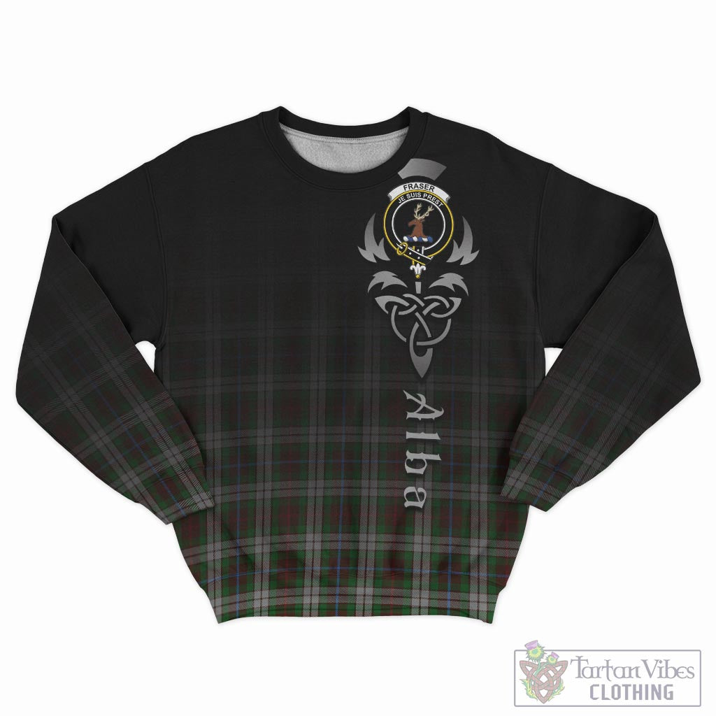 Tartan Vibes Clothing Fraser Hunting Dress Tartan Sweatshirt Featuring Alba Gu Brath Family Crest Celtic Inspired