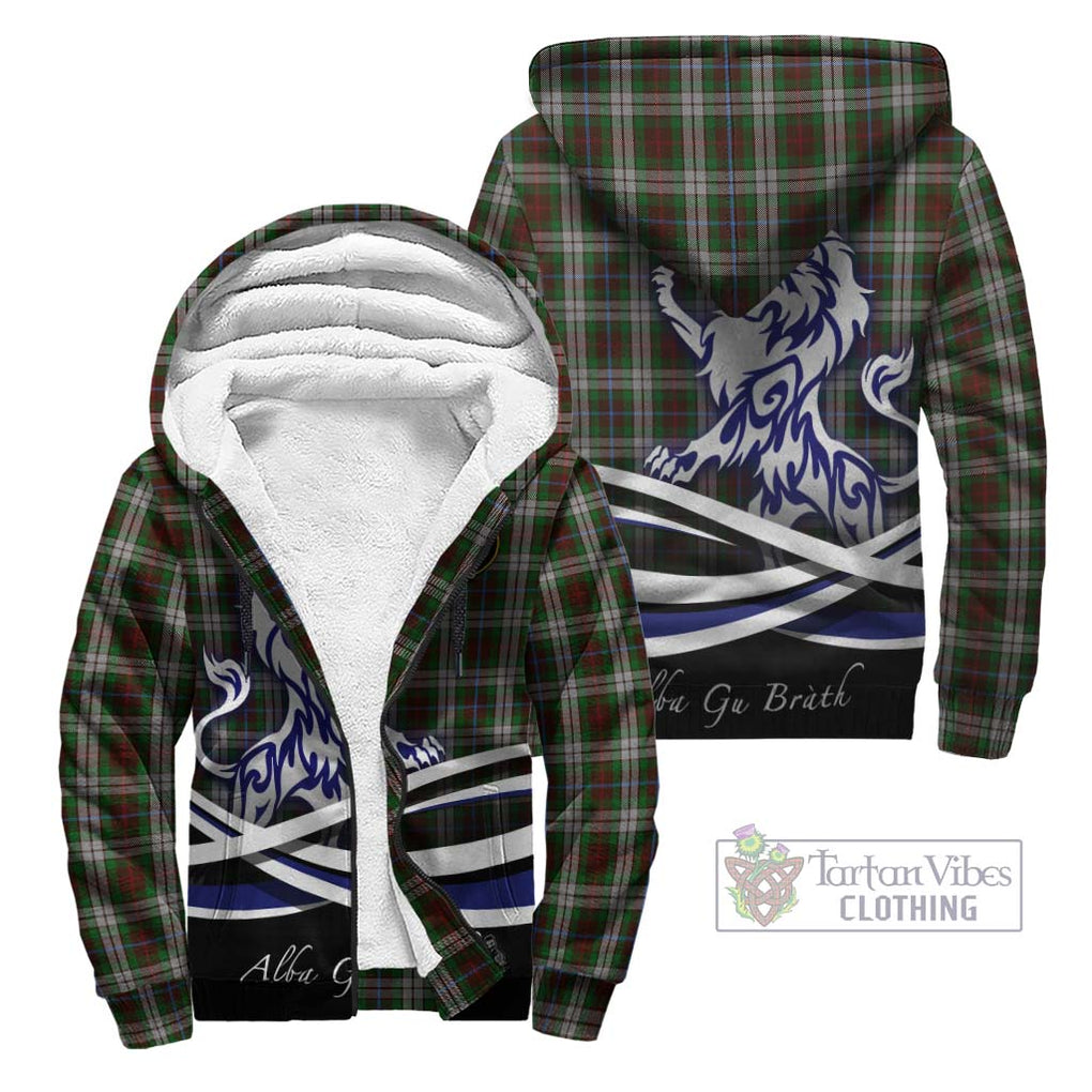 Fraser Hunting Dress Tartan Sherpa Hoodie with Alba Gu Brath Regal Lion Emblem Unisex - Tartanvibesclothing Shop