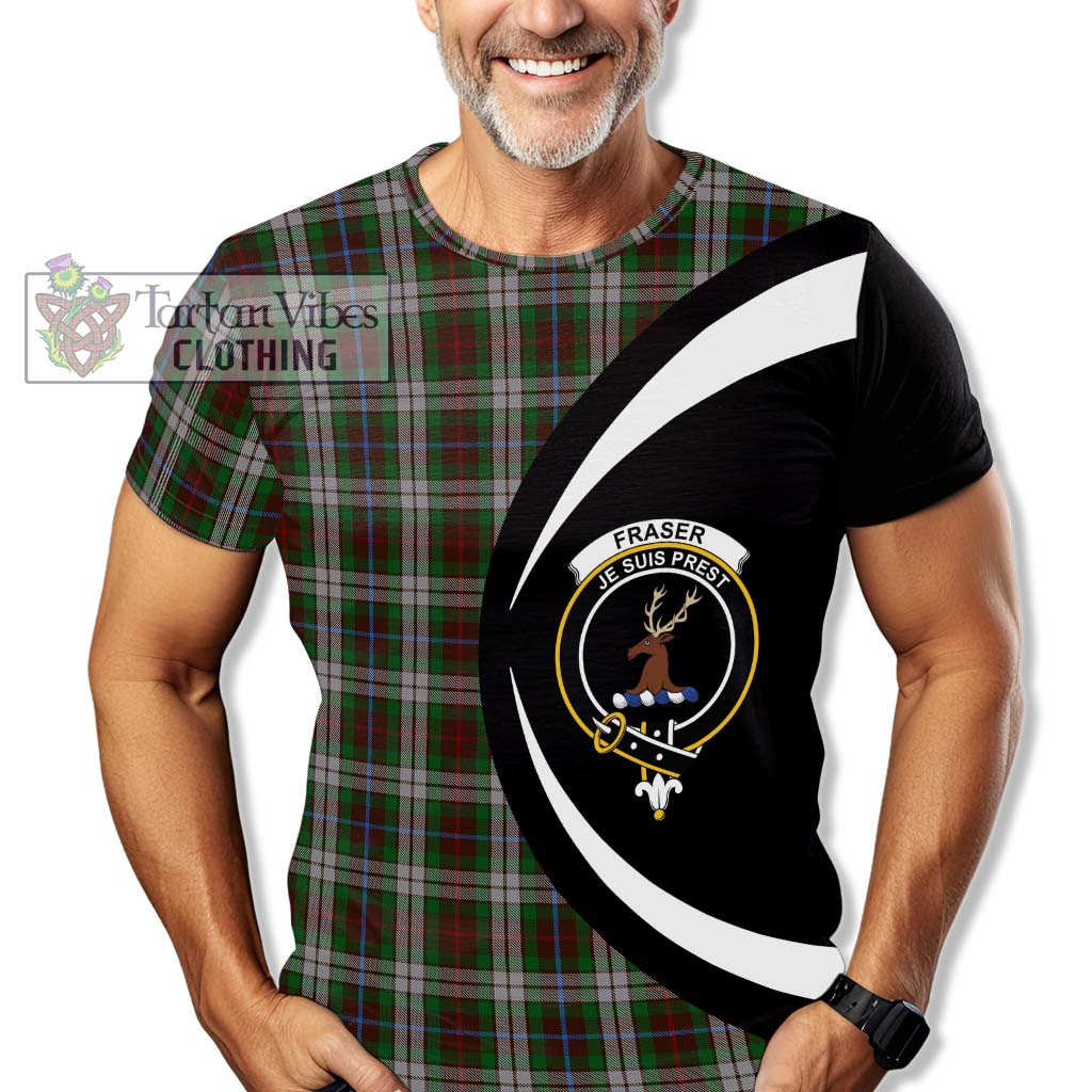 Tartan Vibes Clothing Fraser Hunting Dress Tartan T-Shirt with Family Crest Circle Style