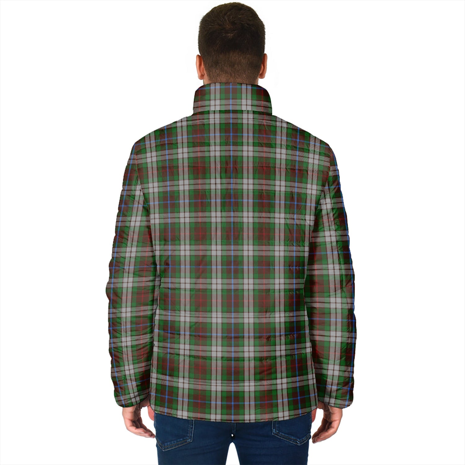 Fraser Hunting Dress Tartan Padded Jacket with Family Crest - Tartan Vibes Clothing