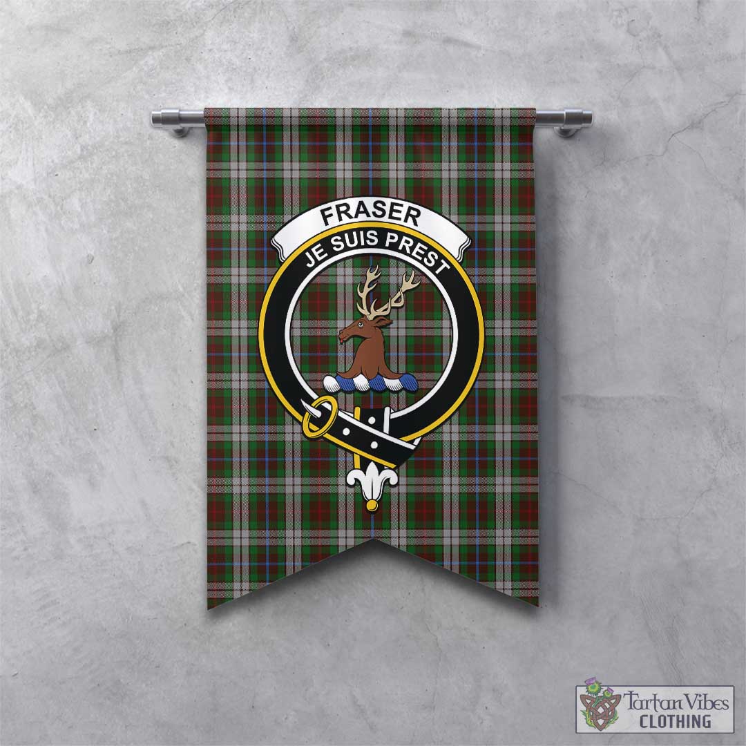 Tartan Vibes Clothing Fraser Hunting Dress Tartan Gonfalon, Tartan Banner with Family Crest