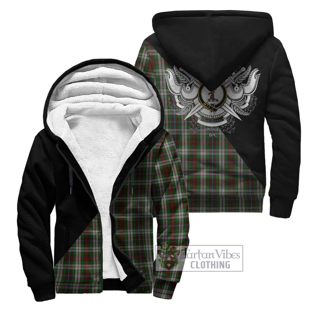 Fraser Hunting Dress Tartan Sherpa Hoodie with Family Crest and Military Logo Style Unisex - Tartanvibesclothing Shop