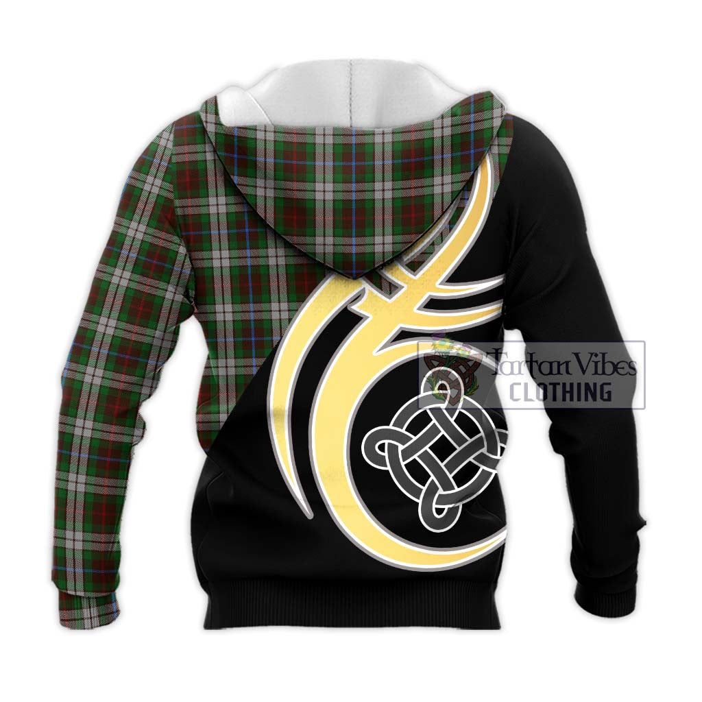 Tartan Vibes Clothing Fraser Hunting Dress Tartan Knitted Hoodie with Family Crest and Celtic Symbol Style